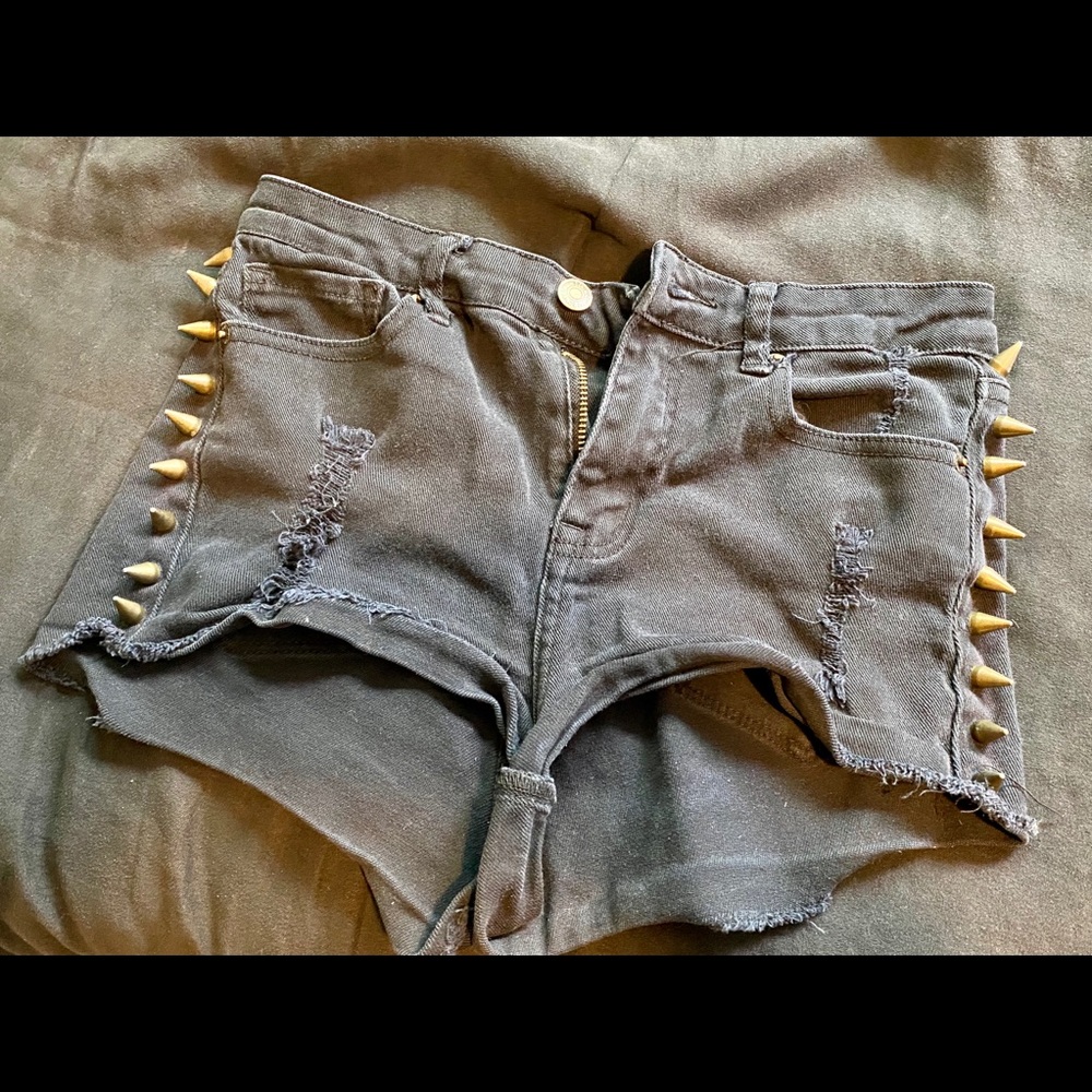 Spiky Gold Accented Black Shorts